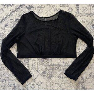 Torrid Curve Black Long Sleeve Mesh Crop Top Size 2 (18/20) Sheer Nylon Stretch